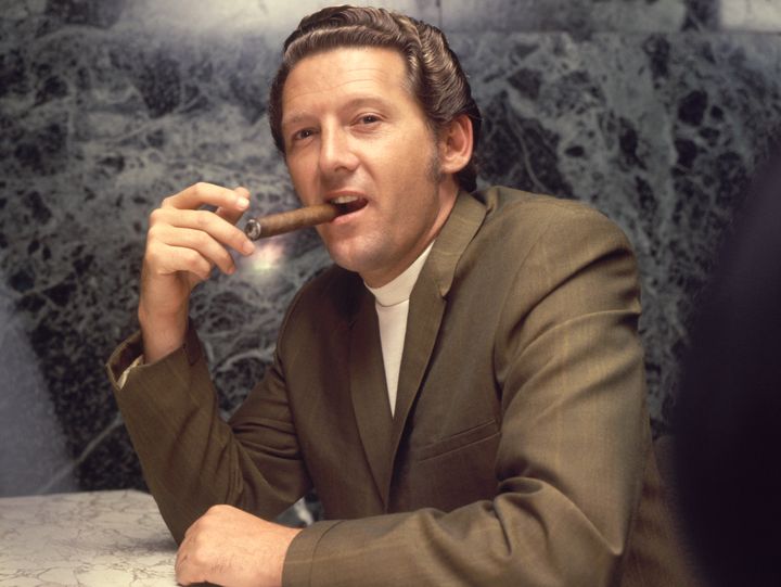 Jerry Lee Lewis pictured at a press reception at the Mayfair Hotel, London, in 1968.