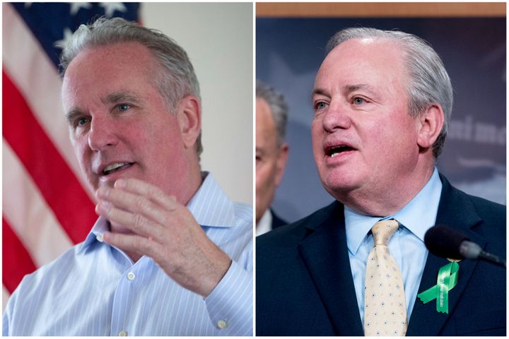 Summer Lee, a progressive Democrat running for U.S. House in western Pennsylvania, fears voters will confuse her opponent, Republican Mike Doyle (left), for the outgoing Democratic congressman Mike Doyle (right).