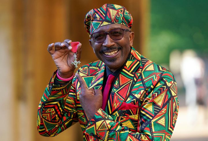 Derrick Evans, otherwise known as Mr Motivator, accepting his MBE
