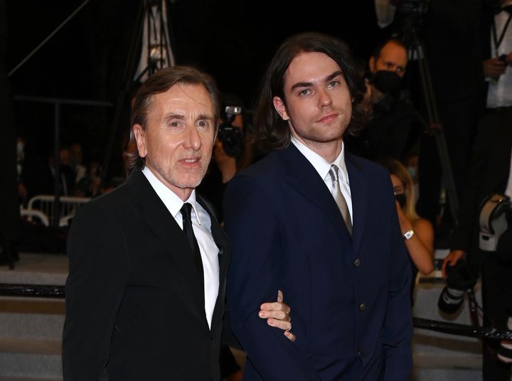 Tim Roth and Michael Cormac Roth attend a screening of "Bergman Island" during the 74th annual Cannes Film Festival in July 2021.