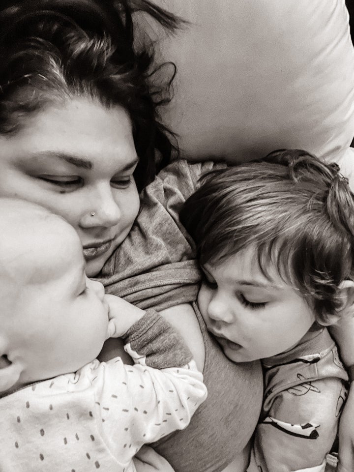 Body acceptance advocate Suz Gillies-Smith and her two boys.