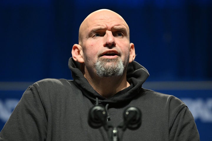 Pennsylvania Lieutenant Governor and Democratic candidate for Senator John Fetterman speaks at a reception for the Pennsylvania Democratic Party in Philadelphia on Oct. 28.