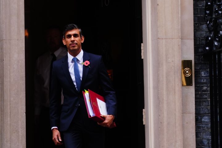 Rishi Sunak leaves 10 Downing Street this morning.