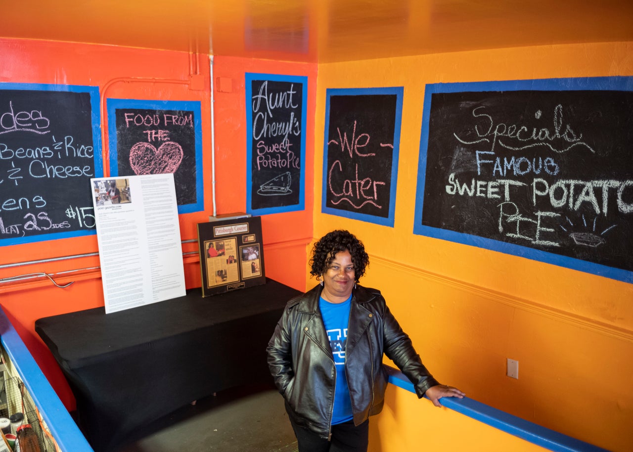 Cheryl Johnson, owner of Aunt Cheryl's Cafe, pays a discounted rent for her restaurant space in the community center building.