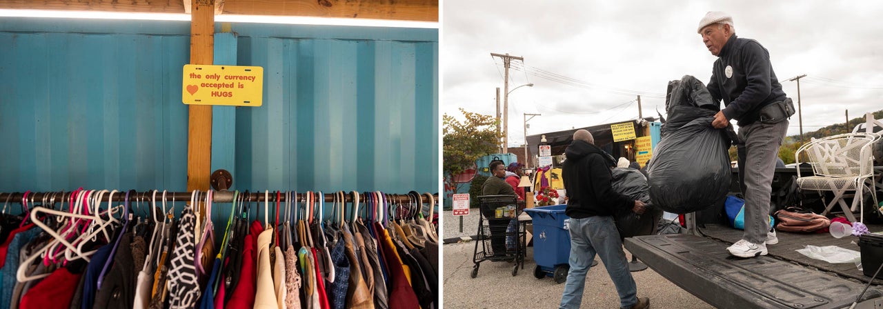 Goods offered at the Free Store in Braddock come from donations, and volunteers help run the facility.