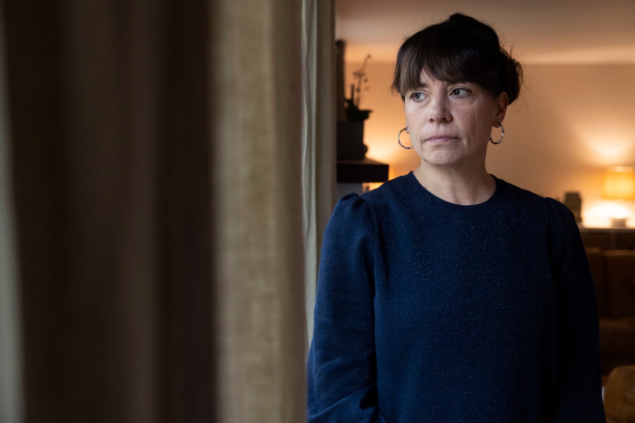 Kate Nazemi, a mother of two children in the Central Bucks School District, is seen at her home in Doylestown on Nov. 1. Earlier this year, she organized a local parade in protest of book bans.