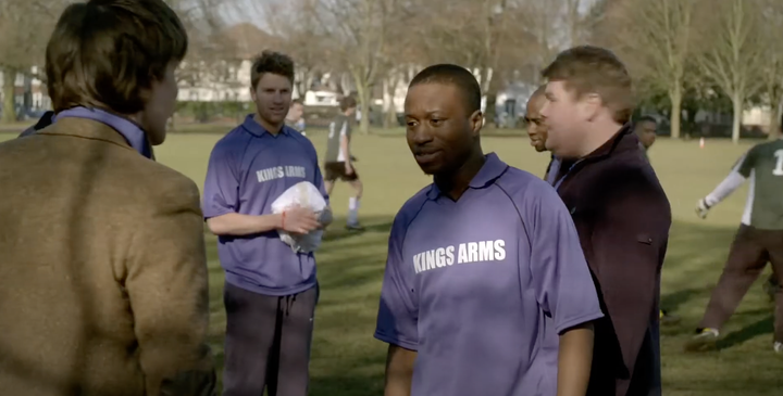 Babatunde with James Corden and Matt Smith in Doctor Who