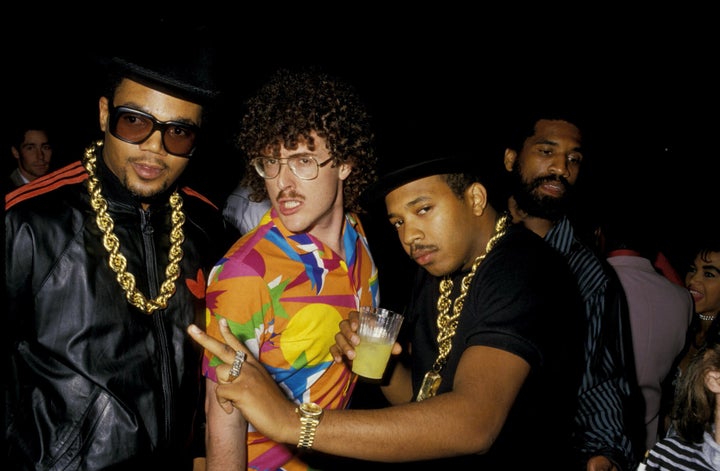 "Weird Al" Yankovic with Darryl "D.M.C." McDaniels (left) and Joseph "Run" Simmons of Run DMC.