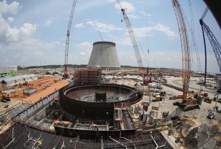 Construction crews at work on a new nuclear reactor at Plant Vogtle power plant in Waynesboro, Georgia, back in 2014. The reactor is scheduled to start producing power next year. 