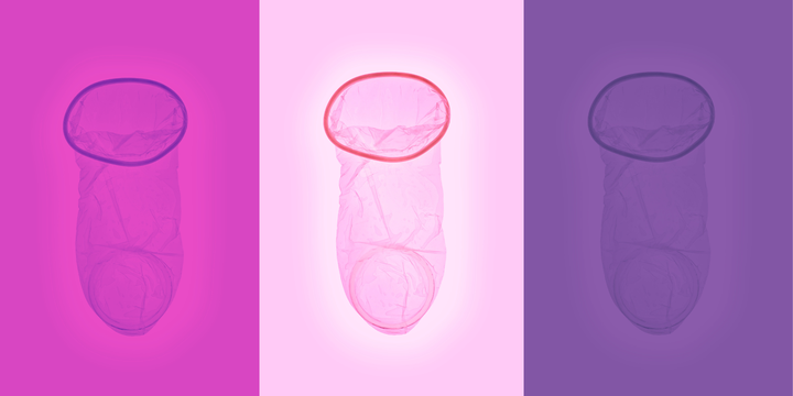 Preservativos femeninos en varios tonos.