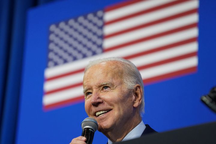 US president Joe Biden delivers remarks at a Democratic Party of New Mexico campaign rally for incumbent New Mexico governor, Michelle Lujan Grisham.