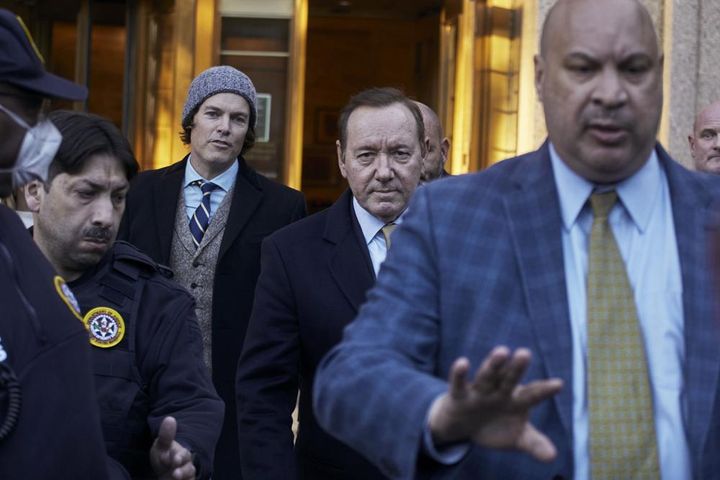 Spacey, center, leaves the Daniel Patrick Moynihan Court House on Oct. 20 in New York. A film museum in Italy's city of Turin said Thursday, Nov. 3 that Spacey will receive a lifetime achievement award and teach a master class there early next year.