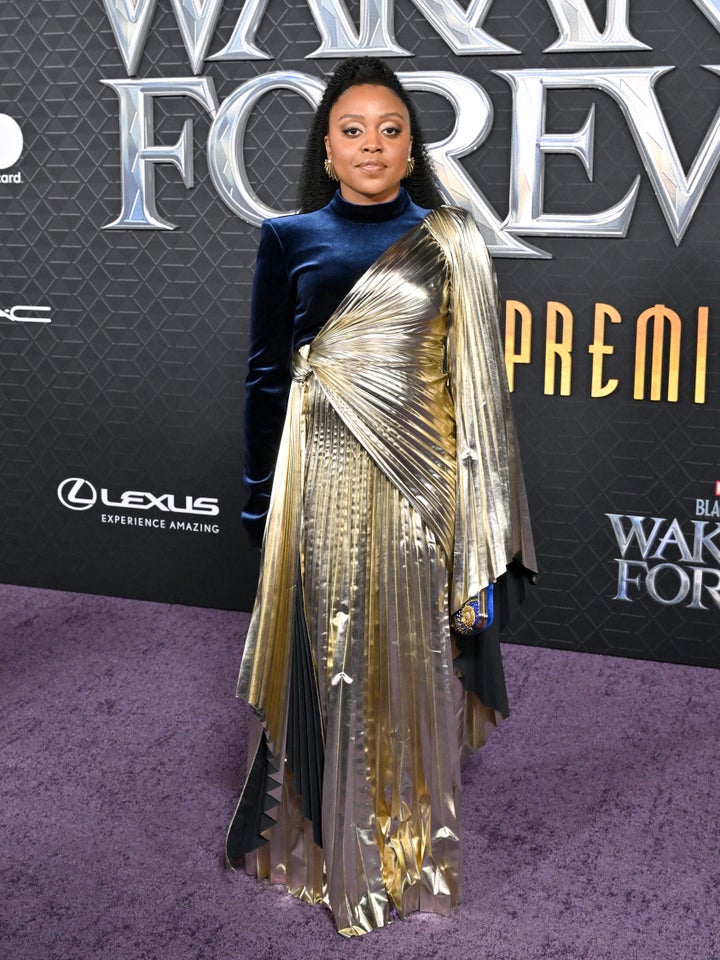 Quinta Brunson attends Marvel Studios' "Black Panther: Wakanda Forever" premiere wearing Bibhu Mohapatra.