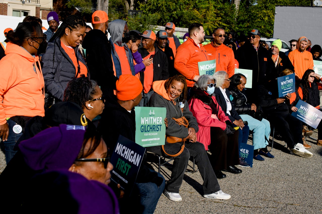 Supporters gather at the start of a campaign kickoff event for Whitmer and Lt. Gov. Garlin Gilchrist II in Detroit on Oct. 21.