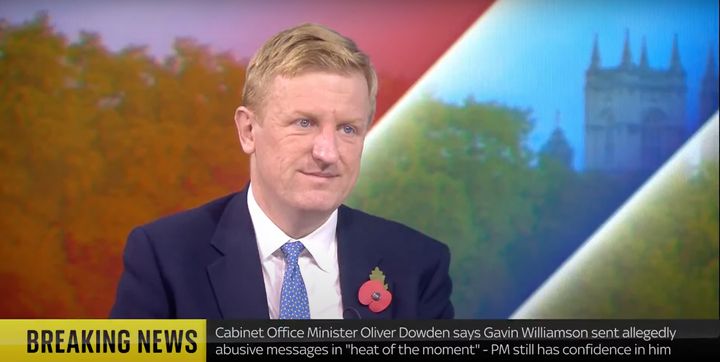 Dowden said Gavin Williamson sent the messages to the former chief whip "in the heat of the moment".