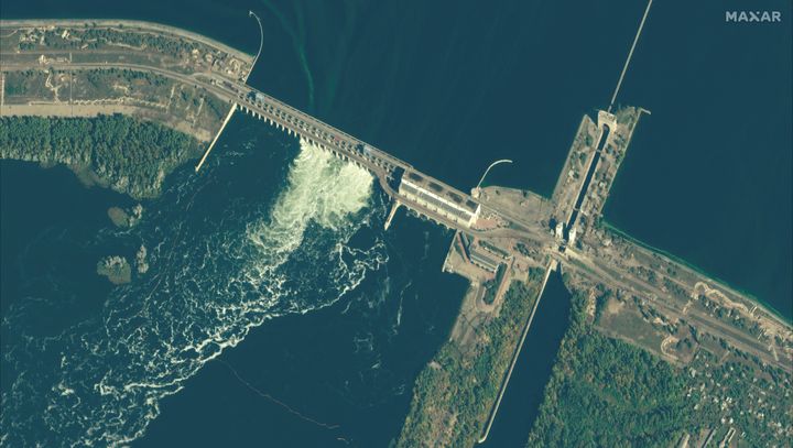 Δορυφορική φωτογραφία από το φράγμα στη Νόβα Κάκοβκα.