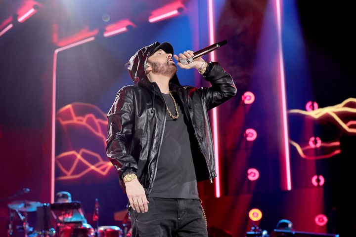 Eminem, whose real name is Marshall Mathers, thanked more than 100 rappers in his speech.