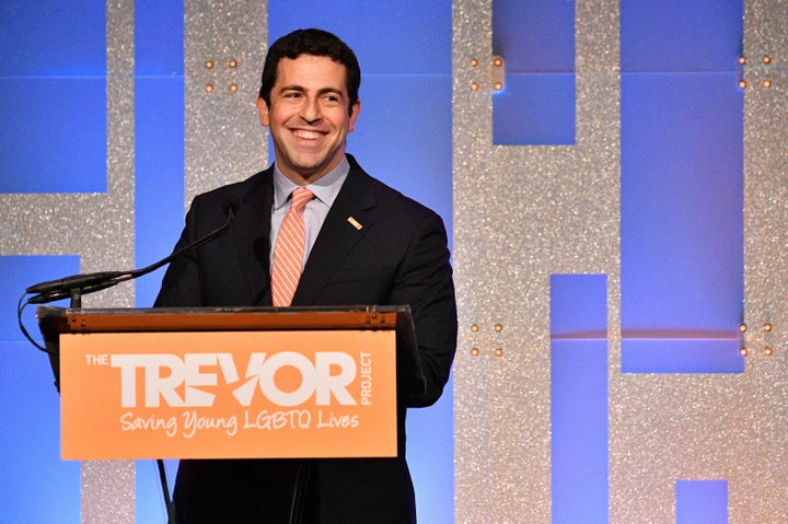 Amit Paley speaks onstage during a 2019 Trevor Project event in New York City.