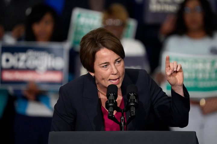 Maura Healey speaks during a campaign rally last week.