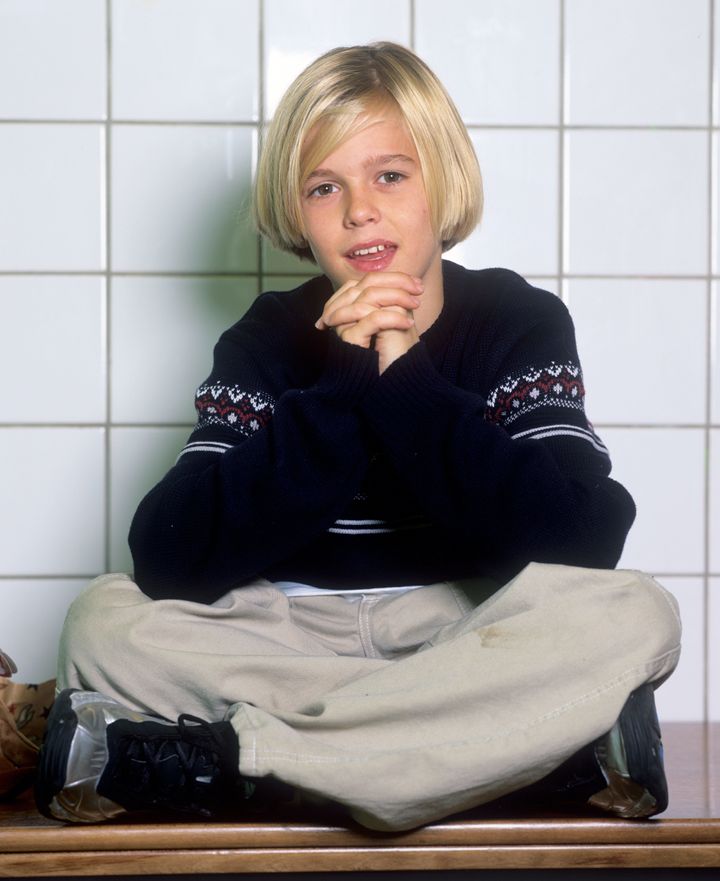 Aaron found fame as a child, seen here in 1998