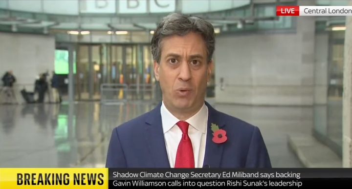 Ed Miliband criticised Rishi Sunak over his green credentials