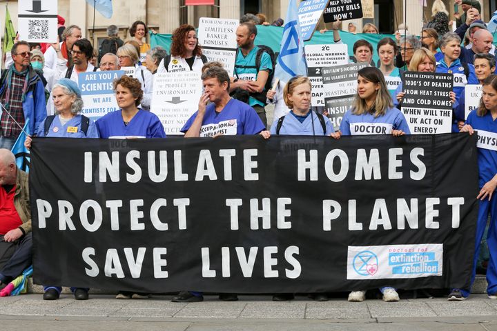Protesters calling for action on the climate crisis and energy bills in the UK