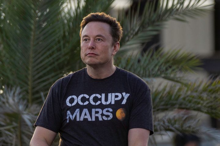 SpaceX founder Elon Musk during a T-Mobile and SpaceX joint event on August 25, 2022 in Boca Chica Beach, Texas. (Photo by Michael Gonzalez/Getty Images)