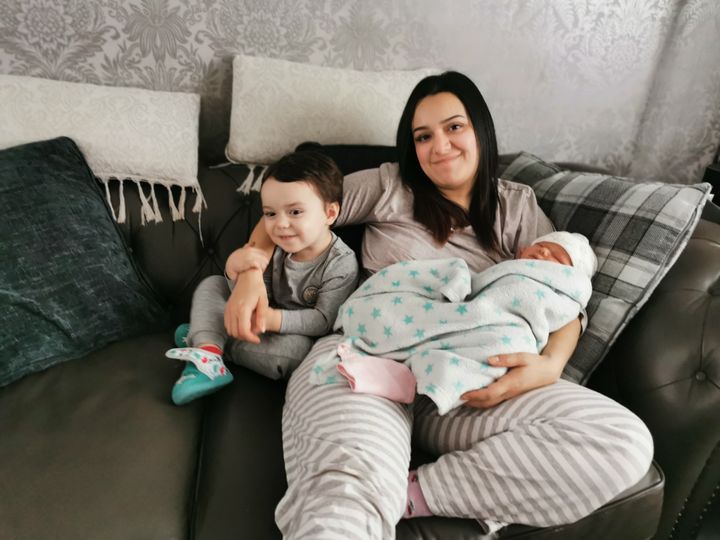 Sara Roddis and her two children. 