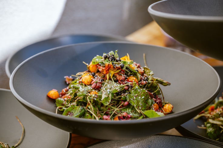 Ohlone Salad for brunch at Cafe Ohlone. Prior to the opening of its Berkeley location, the cafe was a pop-up in the backyard of the now-closed University Press Books.