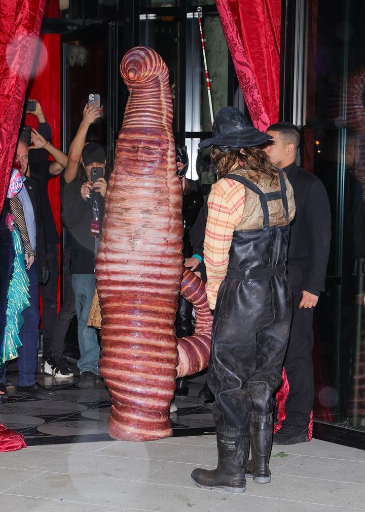 Heidi Klum and husband Tom Kaulitz (in fishing gear) at Klum's annual Halloween bash, held this year at the Sake No Hana restaurant in New York City’s Moxy hotel in the Lower East Side.