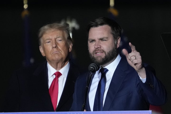 Donald Trump held a rally for Republican J.D. Vance on Monday just outside Dayton, Ohio.