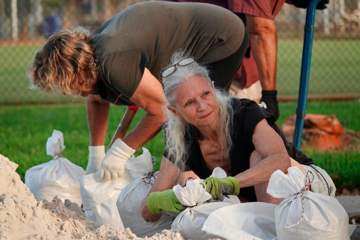 Sandbags are distributed at Mills Pond Park in Fort Lauderdale on Tuesday, Nov. 8, 2022 ahead of Tropical Storm Nicole.