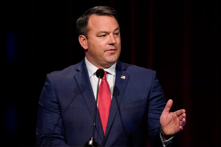 Georgia lieutenant governor candidate Burt Jones participates in a Republican primary debate on May 3, 2022, in Atlanta. 