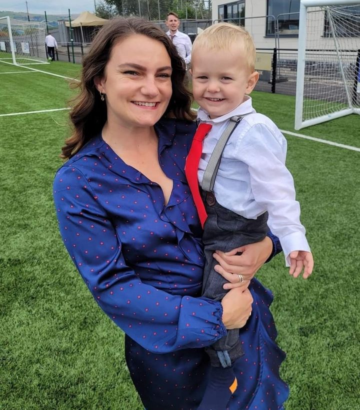 Grace Redmond and her son