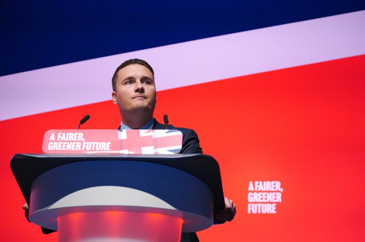 Wes Streeting speaking at the Labour conference in Liverpool. 