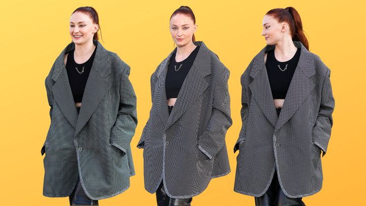 Sophie Turner in the <a href="https://us.louisvuitton.com/eng-us/products/oversized-masculine-micro-check-blazer-nvprod3800124v/1AAL3E" target="_blank" role="link" rel="sponsored" class=" js-entry-link cet-external-link" data-vars-item-name="Louis Vuitton oversized masculine micro-check blazer" data-vars-item-type="text" data-vars-unit-name="636c023ce4b08163046f9980" data-vars-unit-type="buzz_body" data-vars-target-content-id="https://us.louisvuitton.com/eng-us/products/oversized-masculine-micro-check-blazer-nvprod3800124v/1AAL3E" data-vars-target-content-type="url" data-vars-type="web_external_link" data-vars-subunit-name="article_body" data-vars-subunit-type="component" data-vars-position-in-subunit="0">Louis Vuitton oversized masculine micro-check blazer</a> at Paris Fashion Week