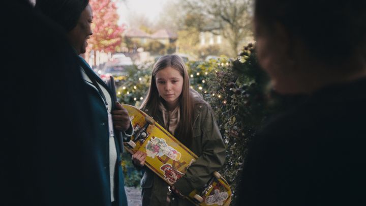 "Ellie" – played by Brooke Hart – arrives at the end of the advert