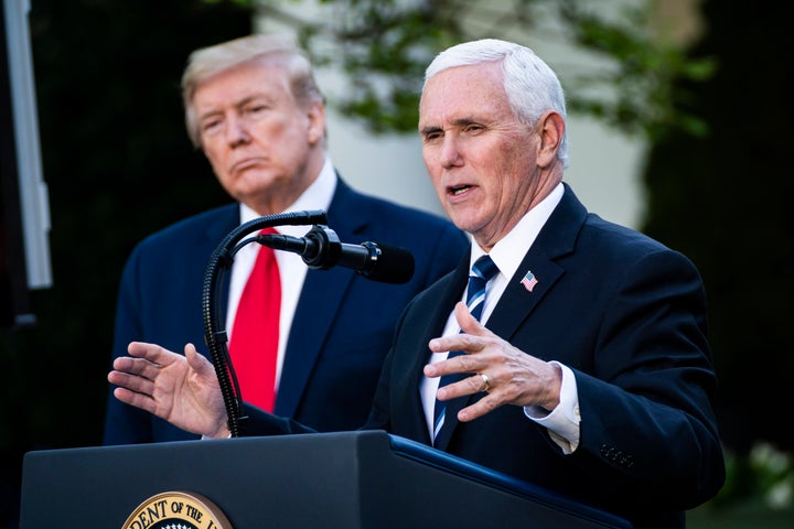 Donald Trump, left, asked Mike Pence, right, if he'd been scared during the Jan. 6 insurrection, Pence claimed in his new book.