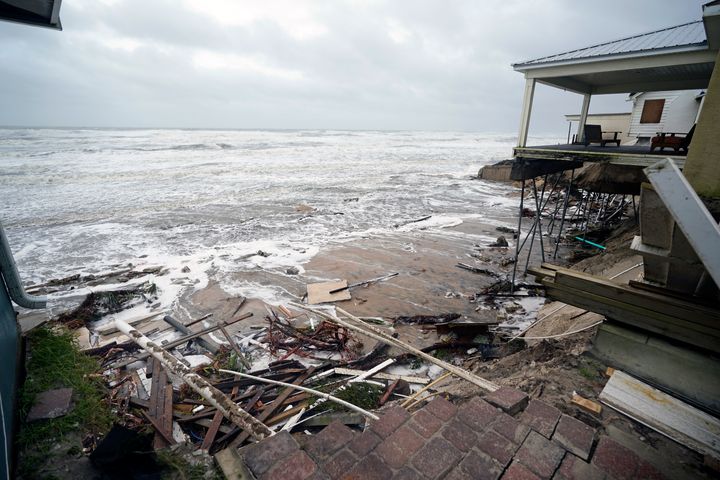 Remnants of homes are seen after Tropical Storm Nicole washed through Florida's east coast on Thursday, initially as a Category 1 storm.