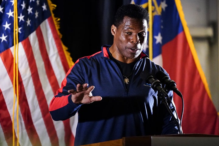 Republican nominee for U.S Senate Herschel Walker speaks during a campaign rally on Nov. 10, 2022 in Canton, Ga.. Walker is in a runoff with incumbent Democrat Raphael Warnock.