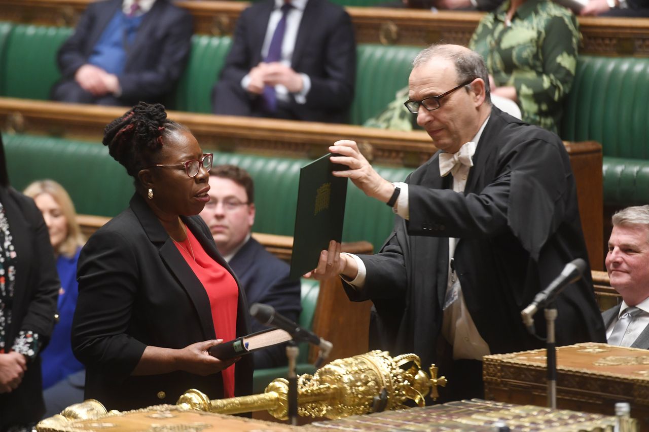 MP for Erdington, Paulette Hamilton swearing the oath of allegiance to the Queen at the House of Commons, March 7, 2022.