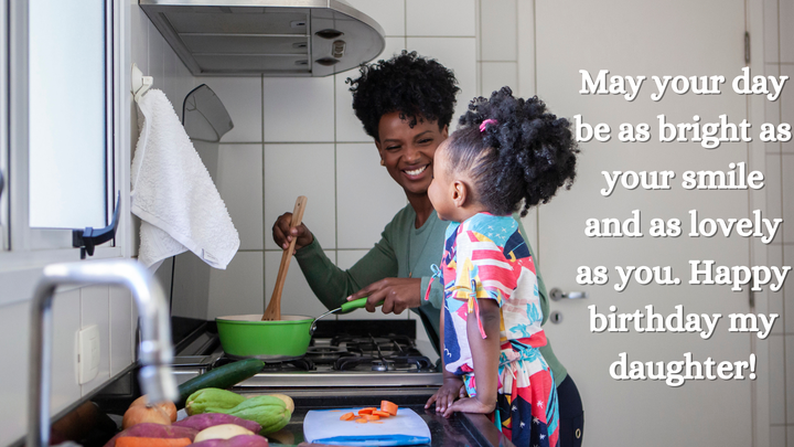 Mother and daughter cook together.