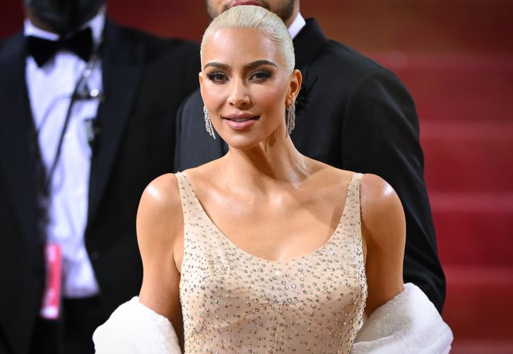 Kim Kardashian arrives at the 2022 Met Gala in May