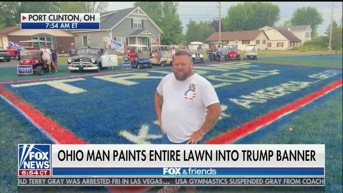 J.R. Majewski's Trump lawn was featured on Fox News in 2020.