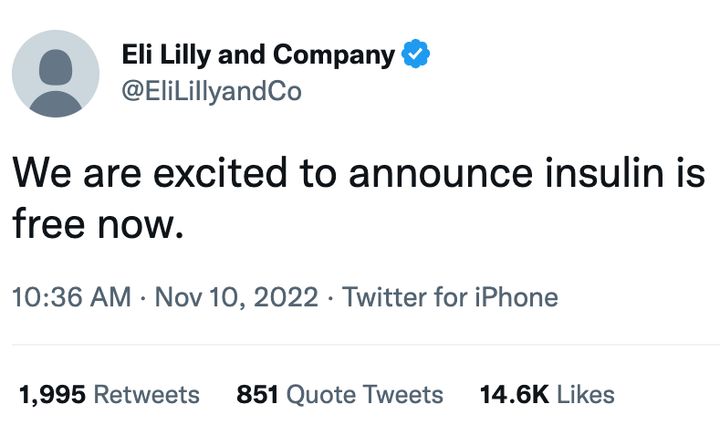 The fake Eli Lilly tweet.