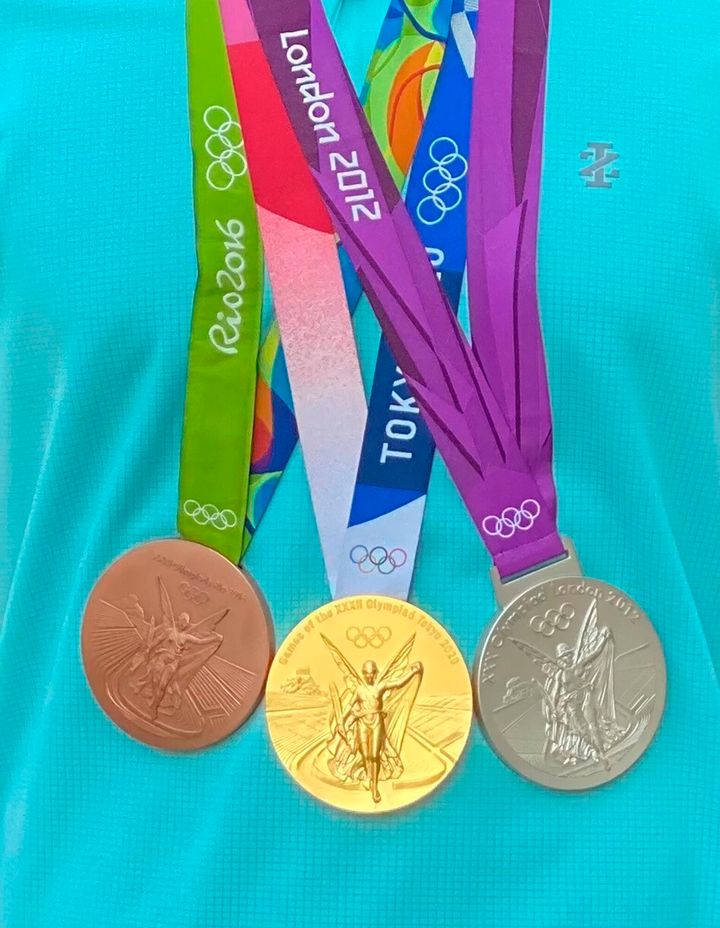 The three Olympic Games medals that were stolen during the course of a home burglary in Laguna Hills, California.