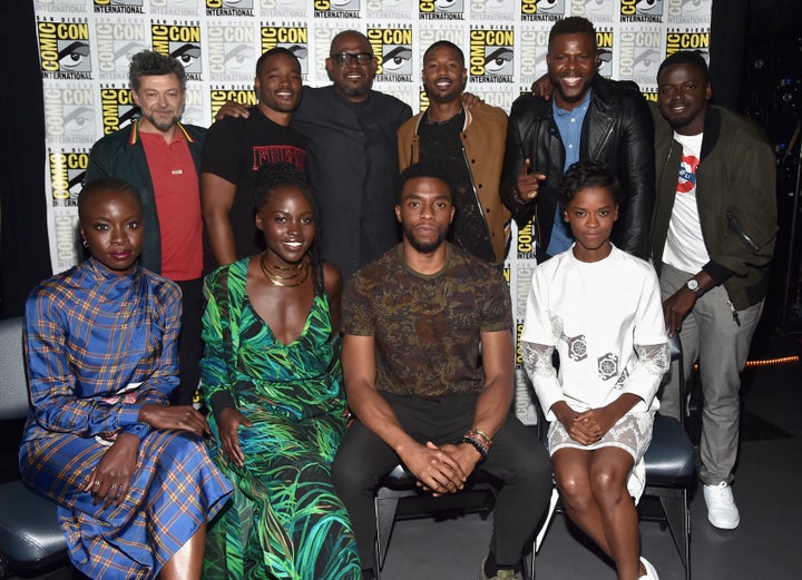 The "Black Panther" cast at Comic-Con in 2017.