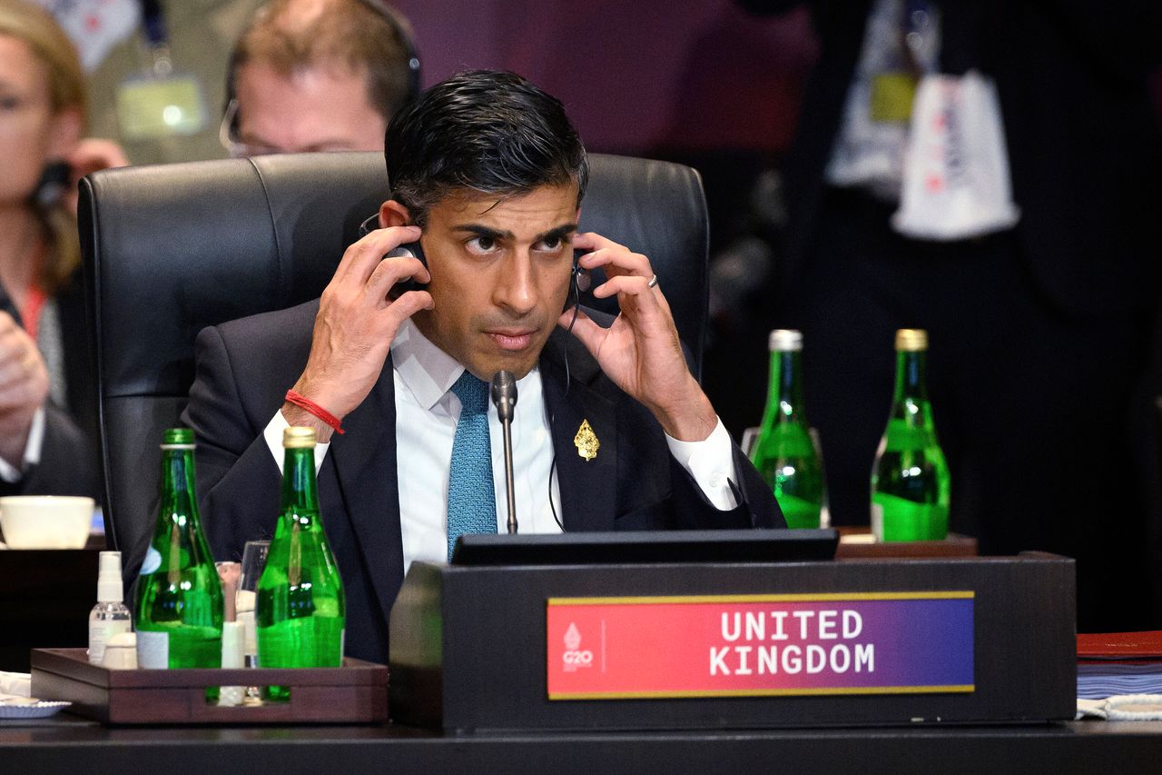 Britain's Prime Minister Rishi Sunak attends a working session on food and energy security at the G20 Summit in Nusa Dua, Bali, Indonesia Tuesday, Nov. 15, 2022.