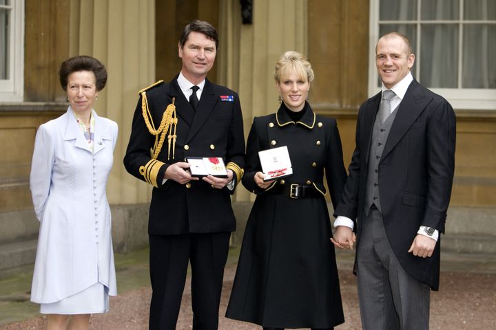 Princess Anne, Tim Laurence, Zara Phillips and Mike Tindall pictured in 2007