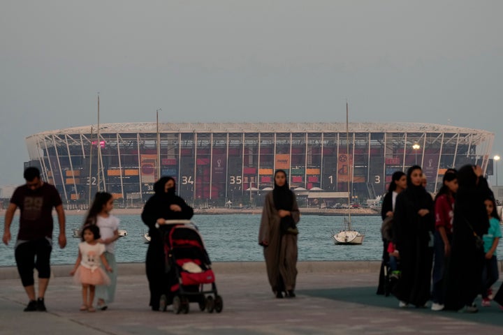 A general view of the Stadium 974 in Doha, Qatar, Saturday, Nov. 12, 2022. Final preparations are being made for the soccer World Cup which starts on Nov. 20 when Qatar face Ecuador. (AP Photo/Hassan Ammar)